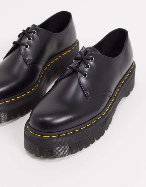 Dr Martens – 1461 3 eye quad – Svarta skor med platåklack, 3 av 4