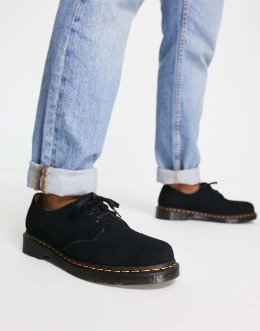 Dr Martens 1461 3 eye shoes in black suede ASOS