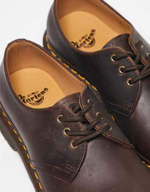 Dr Martens 1461 3 eye shoes in dark brown crazy horse, 2 of 4