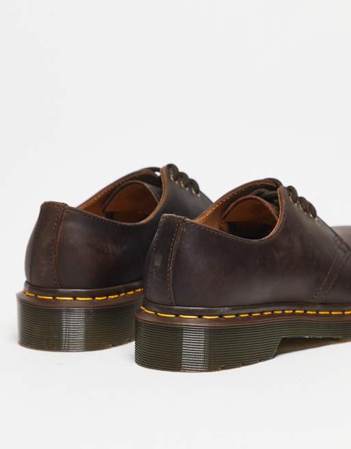 Dr Martens 1461 3 eye shoes in dark brown crazy horse, 3 of 4