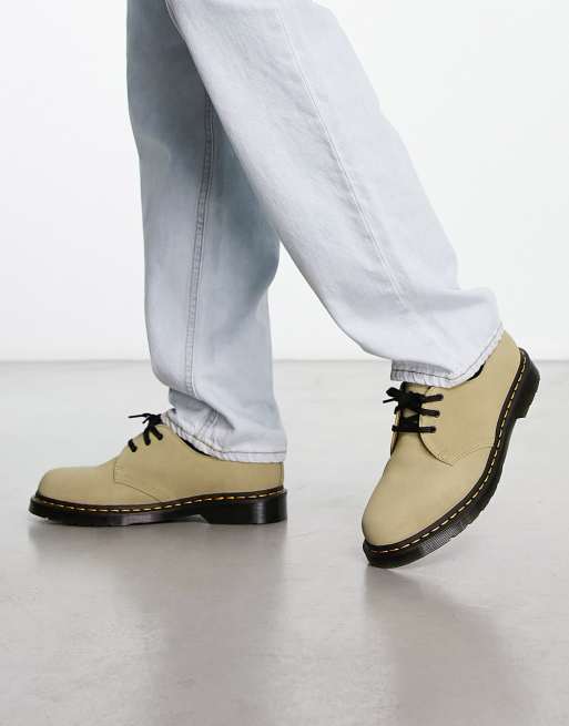 Dr Martens 1461 3 eye shoes in pale olive suede