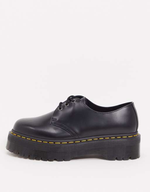 Dr Martens 1461 3 Osen Schuhe In Schwarz Mit Plateausohle Asos