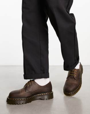 DR. MARTENS' 1461 BEX 3 EYE SHOES IN DARK BROWN LEATHER