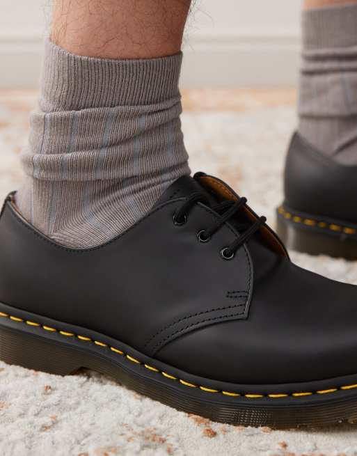 Dr. Martens 1461 Chaussures richelieu unisexes en cuir lisse 3 illets