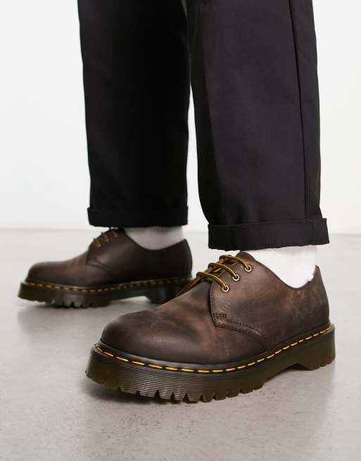 Dr Martens - 1461 - Chaussures unisexes en cuir avec 3 paires d'œillets - Marron foncé, 4 de 4