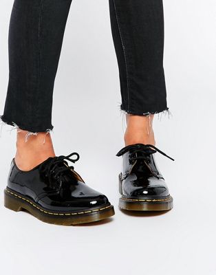 Dr Martens 1461 classic flat shoes in black patent | ASOS