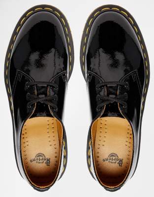 dr martens 1461 classic black patent flat shoes