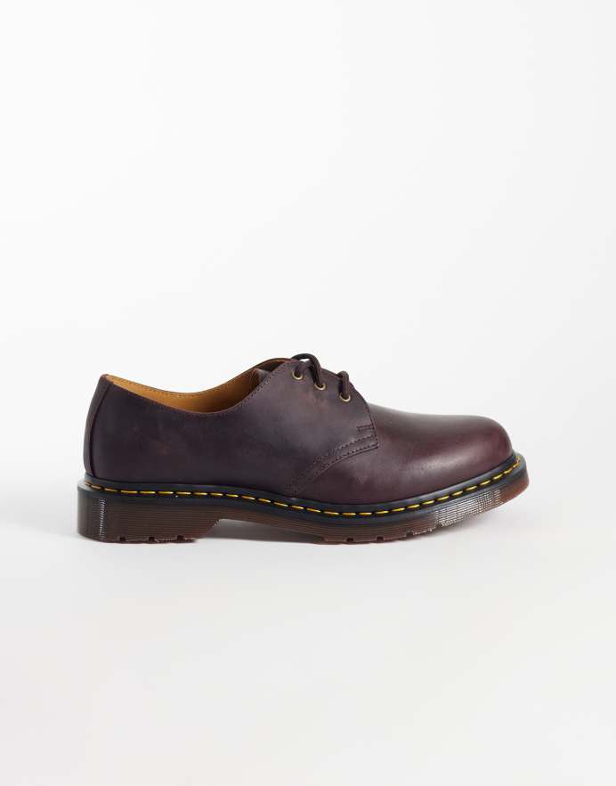 Dr. Martens 1461 Crazy Horse - Zapatos rojo guinda con 3 ojales