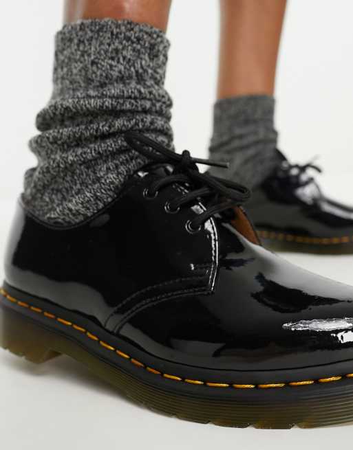 Dr. Martens – 1461 – Czarne lakierowane skórzane buty z 3 parami oczek, 2 z 4