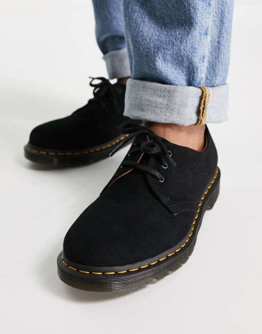 Dr Martens – 1461 – Czarne zamszowe buty z 3 rzędami oczek, 4 z 4