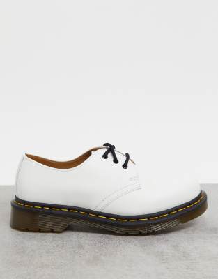 DR. MARTENS' 1461 FLAT LEATHER SHOES IN WHITE,26226100