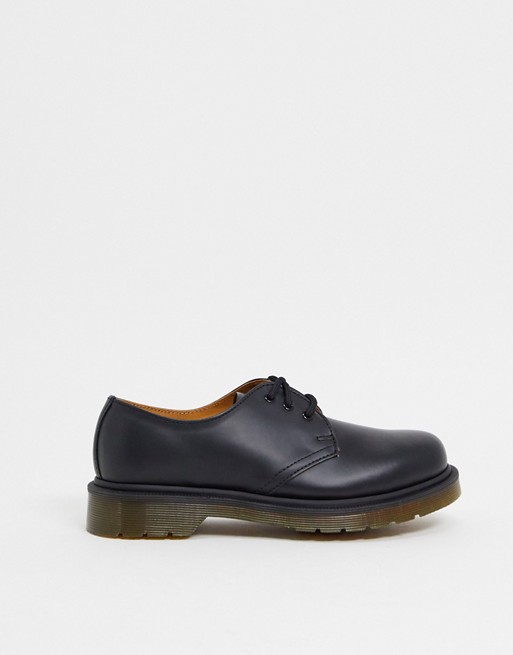 Dr Martens 1461 flat shoes in black with plain welt sole