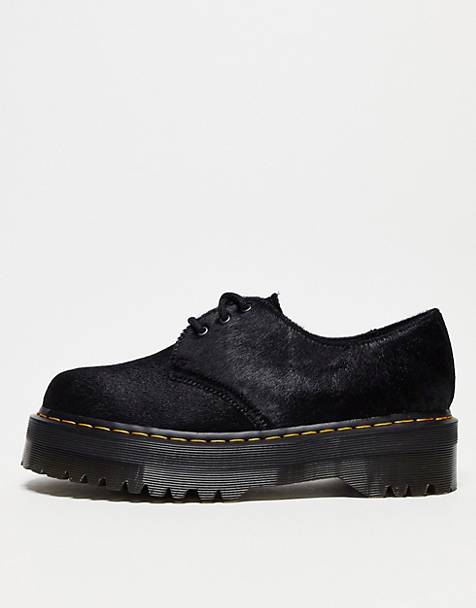 Dr Martens 1461 quad 3 eye shoes in black pony leather
