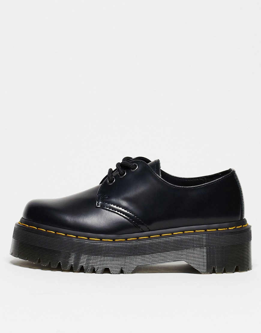 Dr Martens 1461 Quad 3 eye shoes in black smooth leather