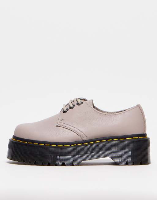 Martens 1461 quad 3 shoes in vintage taupe leather | ASOS