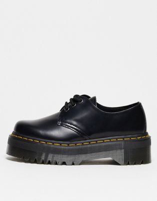 Dr Martens 1461 Quad 3 eye shoes in black smooth leather - ASOS Price Checker