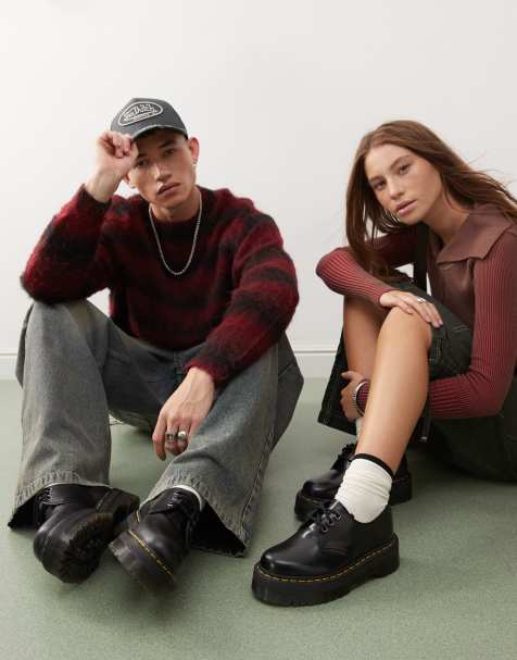 Dr Martens - 1461 Quad - Sorte unisex-sko med 3 par snørehuller i glat læder - view 1