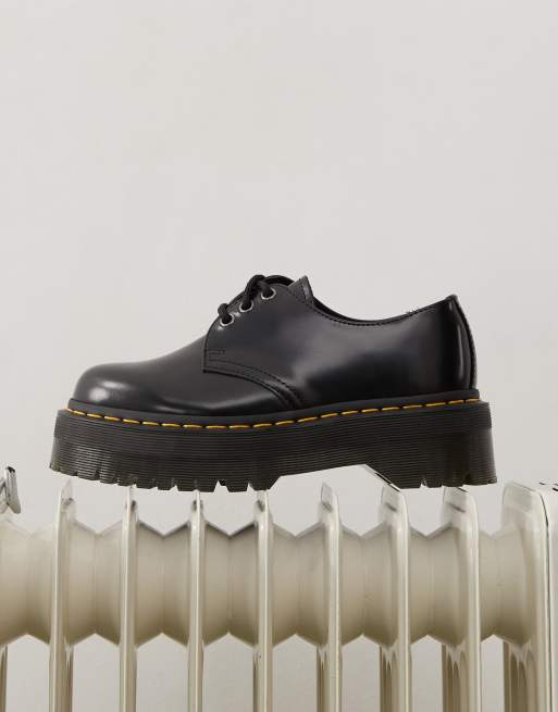 Dr Martens – 1461 Quad – Unisex-Schuhe aus schwarzem Glattleder mit 3 Ösen, 3 von 4