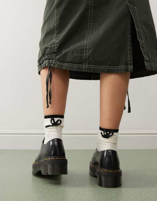 Dr Martens – 1461 Quad – Unisex-Schuhe aus schwarzem Glattleder