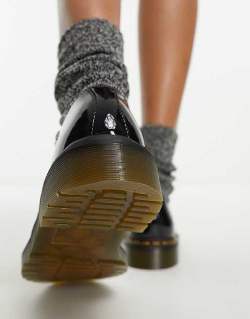 Dr Martens - 1461 - Scarpe con tre occhielli in pelle nera verniciata, 4 di 4