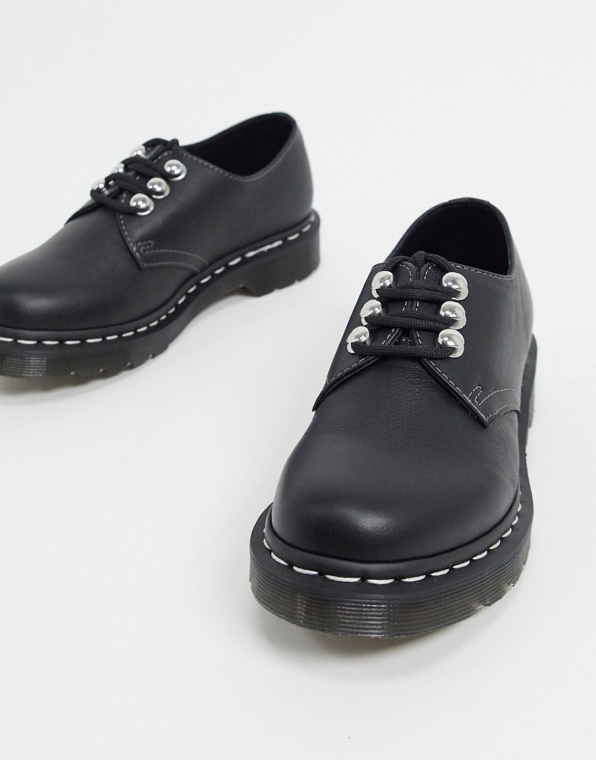 Dr Martens – 1461 – Svarta platta skor med 3 par öljetter i metall
