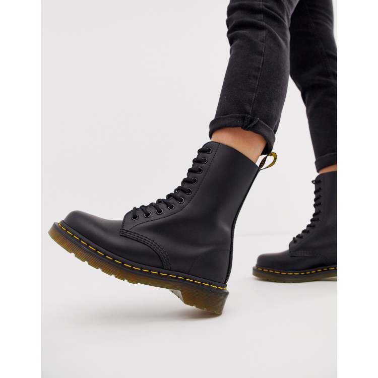 Dr Martens 1490 10 Eye leather ankle boots in black ASOS