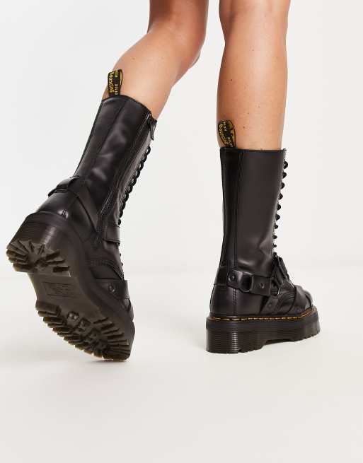 1914 Harness Leather Tall Lace Up Platform Boots in Black