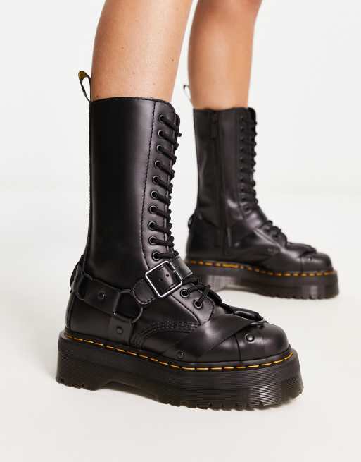 Dr Martens 1914 quad harness leather boots in black | ASOS