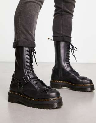 1914 Quad Harness Leather Boots In Black