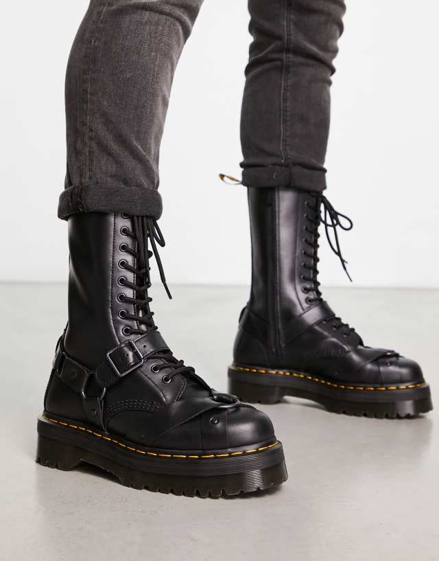 Dr Martens 1914 quad harness leather boots in black