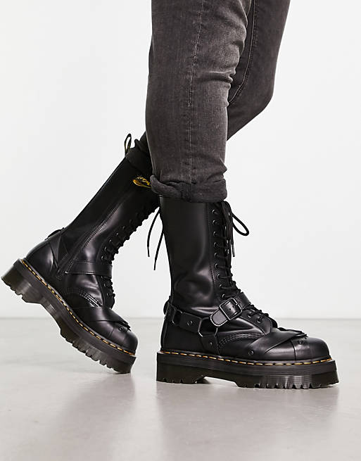Dr Martens 1914 quad harness leather boots in black |