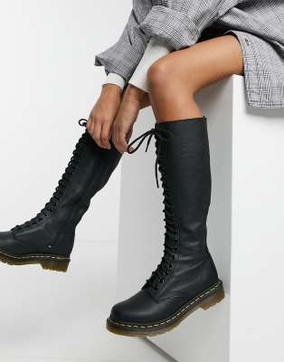 Dr Martens 1B60 20-eye knee high boot with zip in black