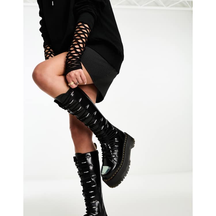 Knee high lace on sale up platform boots