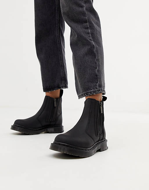 Dr Martens 2976 Alyson Black Leather Snowgrip Flat Chelsea Boots | ASOS