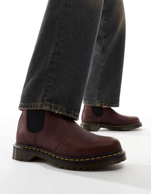 Dr Martens 2976 fur lined chelsea boots in burgundy