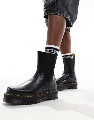 Dr Martens 2976 hi quad squared chelsea boots in black polished smooth leather