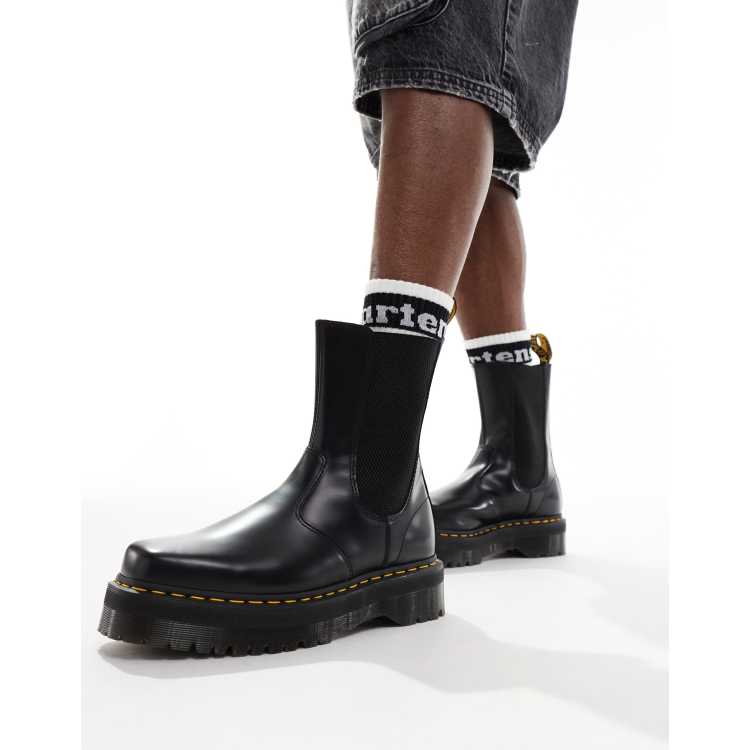 Dr Martens 2976 hi quad squared chelsea boots in black polished 