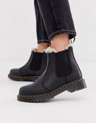 doc martens chelsea boots with fur