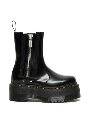 Dr Martens 2976 Max flatform ankle boots with zip in black - ASOS Price Checker