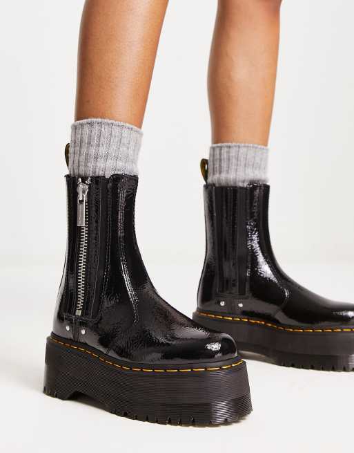 Black patent doc sales marten chelsea boots