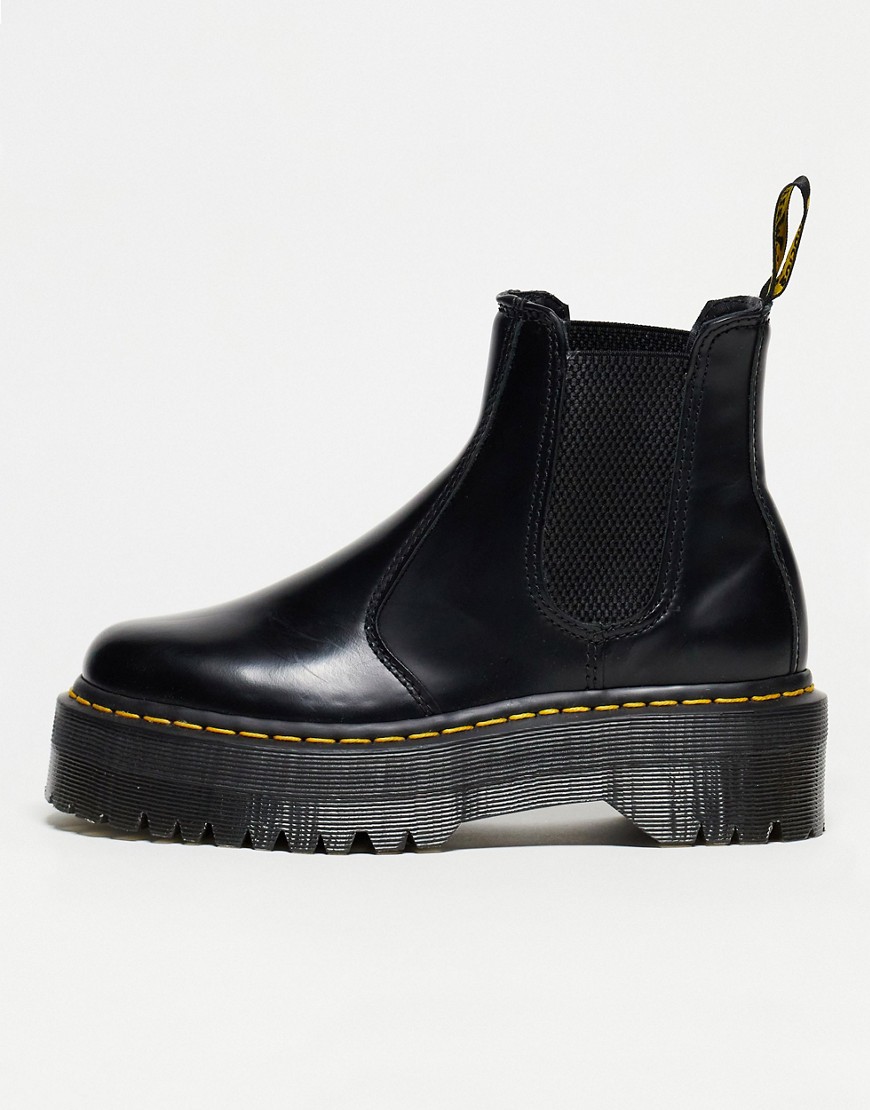 Shop Dr. Martens 2976 Quad Chelsea Boots In Black Polished Smooth Leather