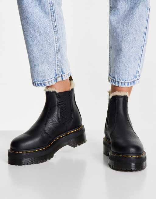 Dr Martens 2976 Quad Czarne sztyblety podszyte sztucznym futrem