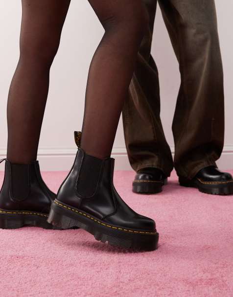 Dr Martens - 2976 Quad - Sorte chelseastøvler i unisex-stil i poleret glat læder - view 1
