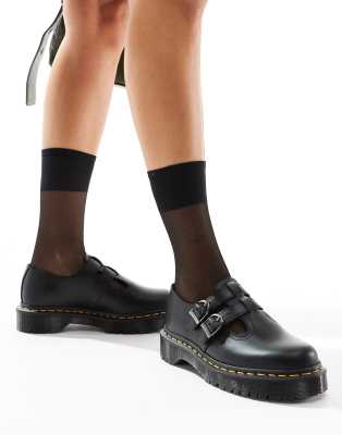 Dr. Martens - 8065 Bex - Mary-Jane-Schuhe aus glattem Leder in Schwarz