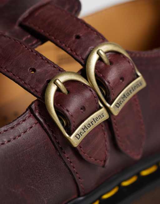 Dr Martens 8065 Mary Jane shoes in cherry red crazy horse, 2 of 4