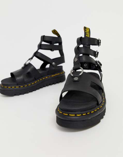 Dr Martens - Adaira - Sandales épaisses style spartiates en cuir - Noir