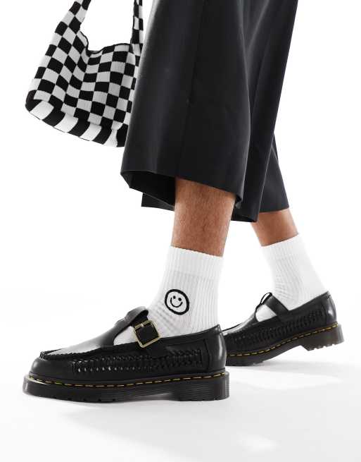 Dr Martens - Adrian - Geweven loafers met T-staafje in zwart