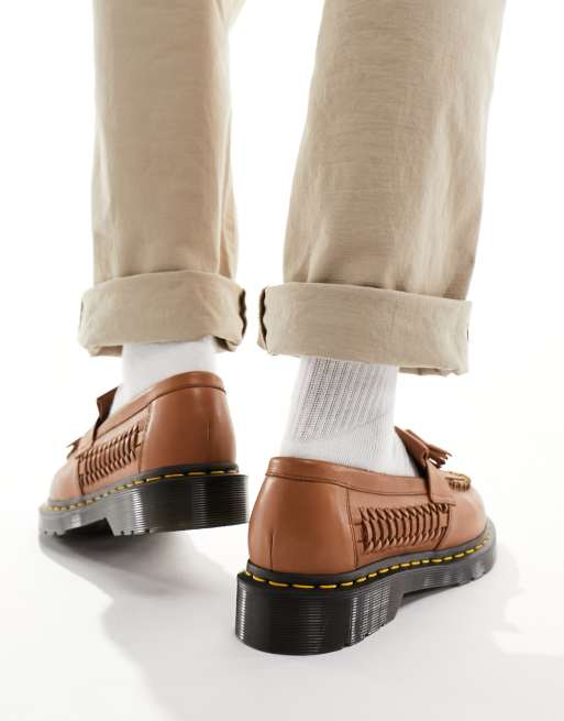 Dr Martens – Adrian – Jasnobrązowe plecione loafersy z frędzlami, 2 z 4