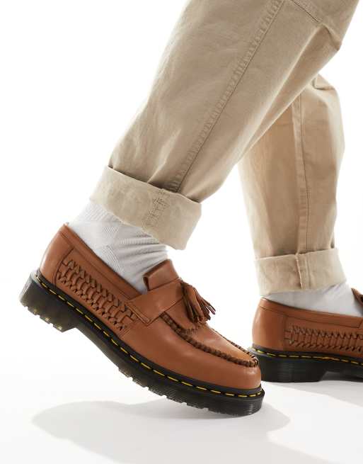 Dr Martens – Adrian – Ljusbruna, vävda loafers med tofs, 4 av 4