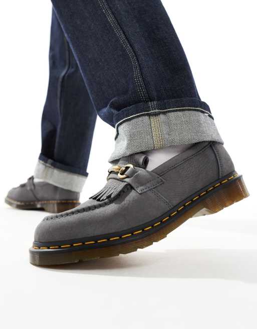 Dr Martens - Adrian - Mocassini blu in nabuk con morsetto